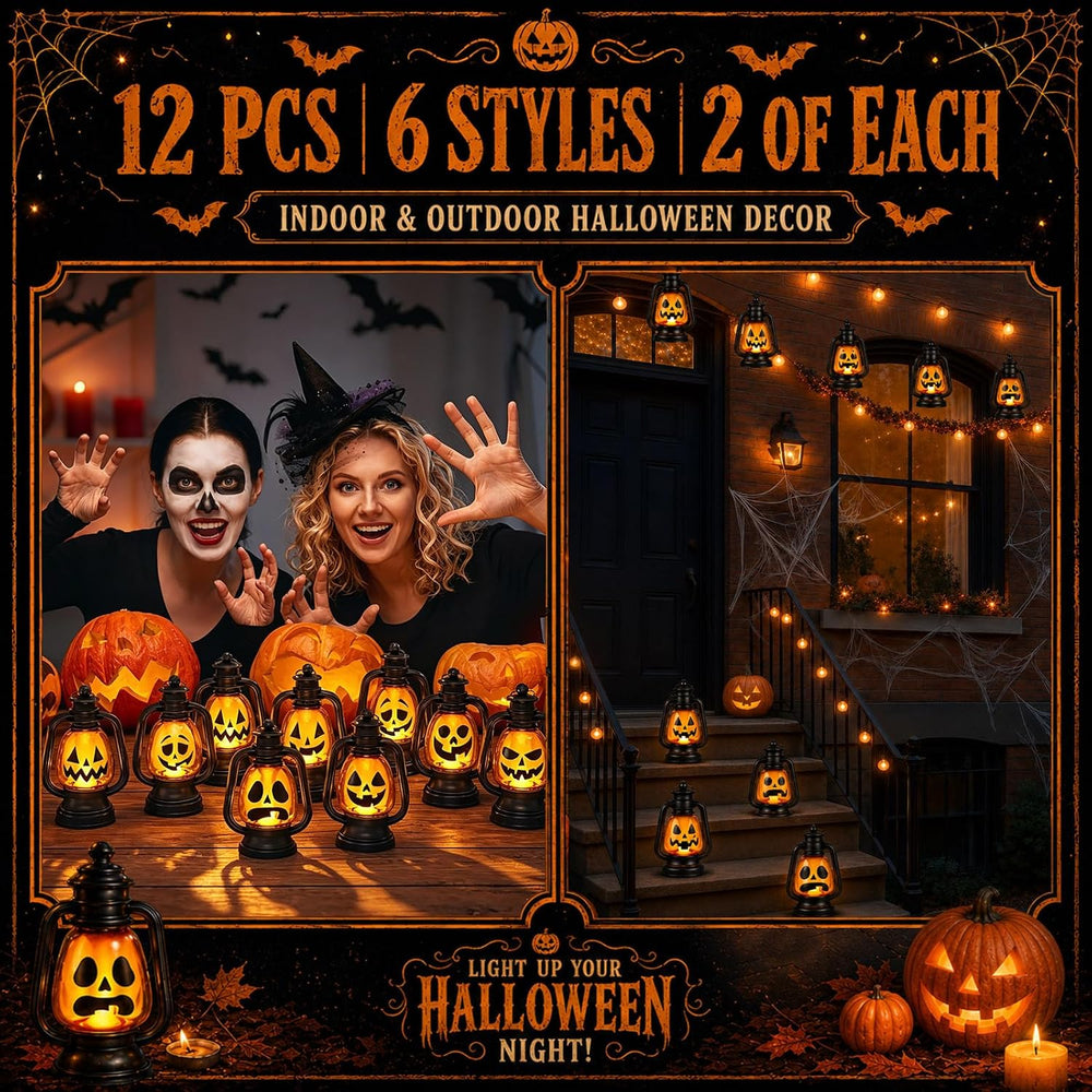 ROCEEI 12 Pcs Halloween Mini Pumpkin Lantern 6" Jack O Lantern