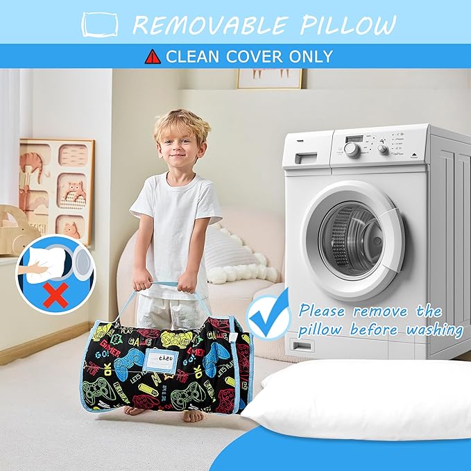 Toddler Nap Mat with Pillow and Blanket, Extra Large Rolled Napping Mats - Image 7