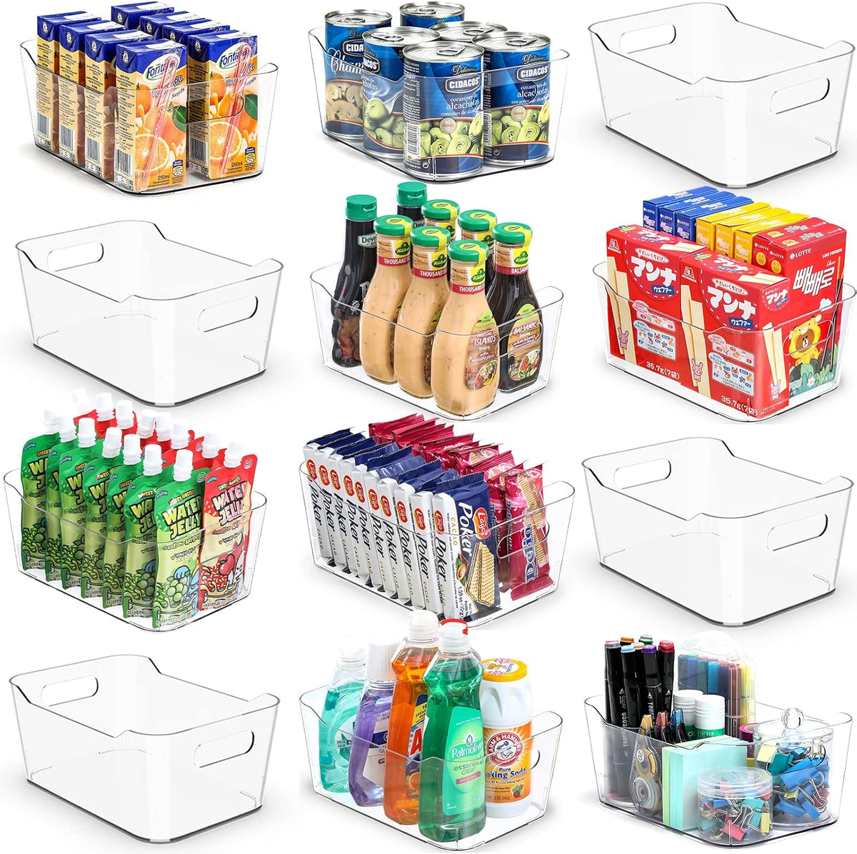 multi-use clear storage bins, pantry kitchen cabinet organizer, view 9
