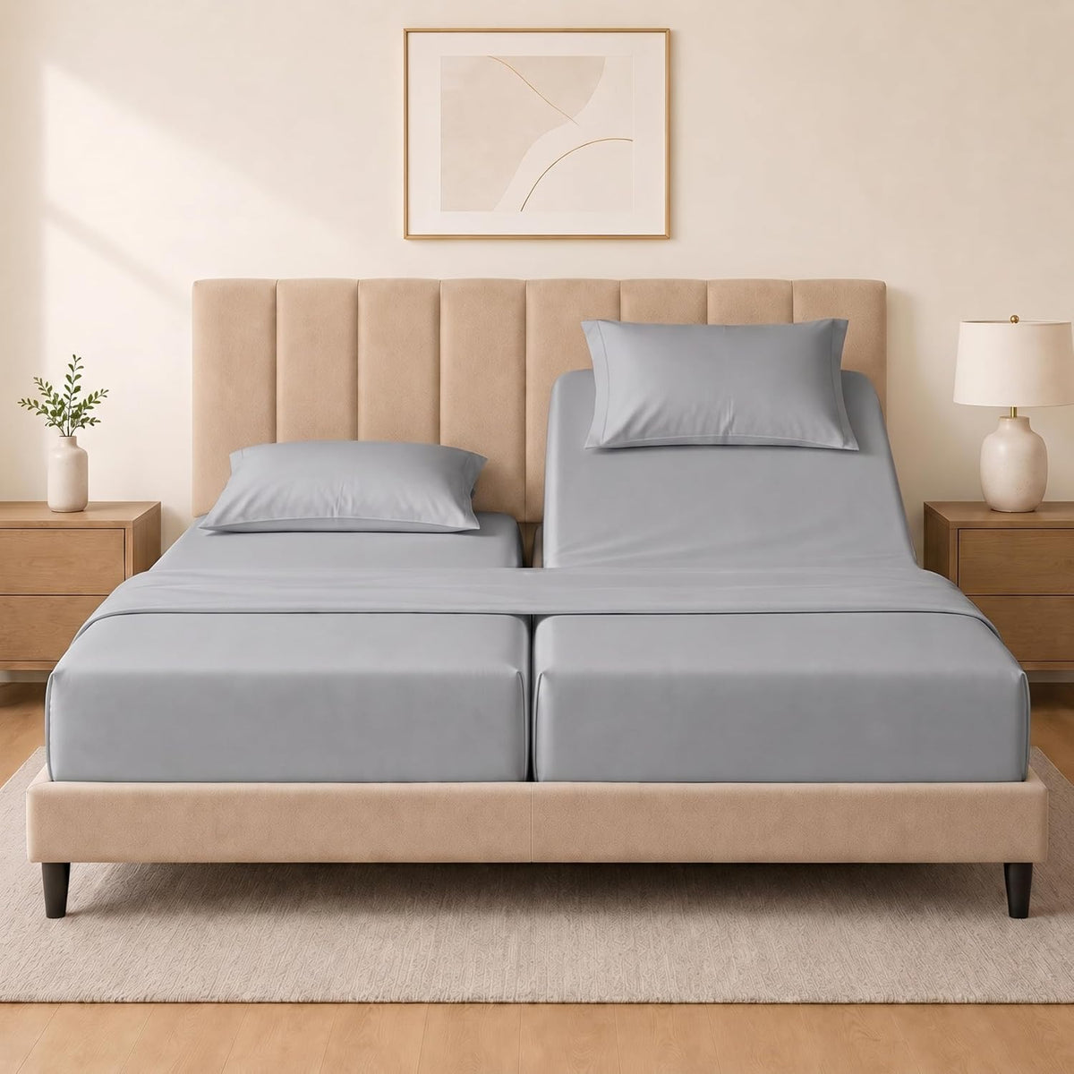 100% egyptian cotton split king sheets sets for, main product view