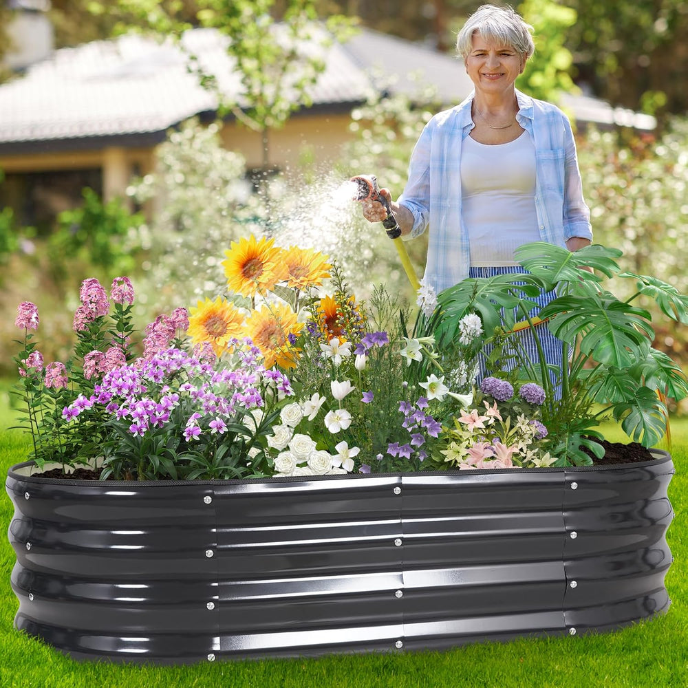 Galvanized Raised Garden Bed, 4x2x1ft, 2-Pack, Grey