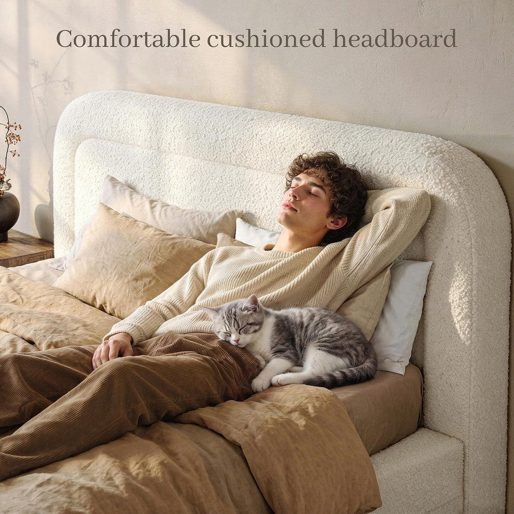 Cloud Bed Frame Full Size with 4.9" Headboard for Small Apartment