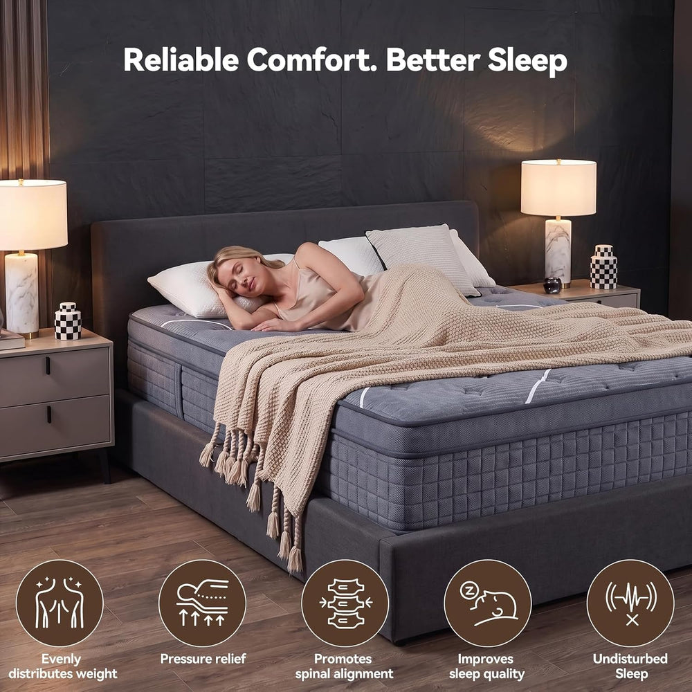 Full Mattress, 8 Inch Gel Memory Foam Hybrid Mattress, Medium Firm