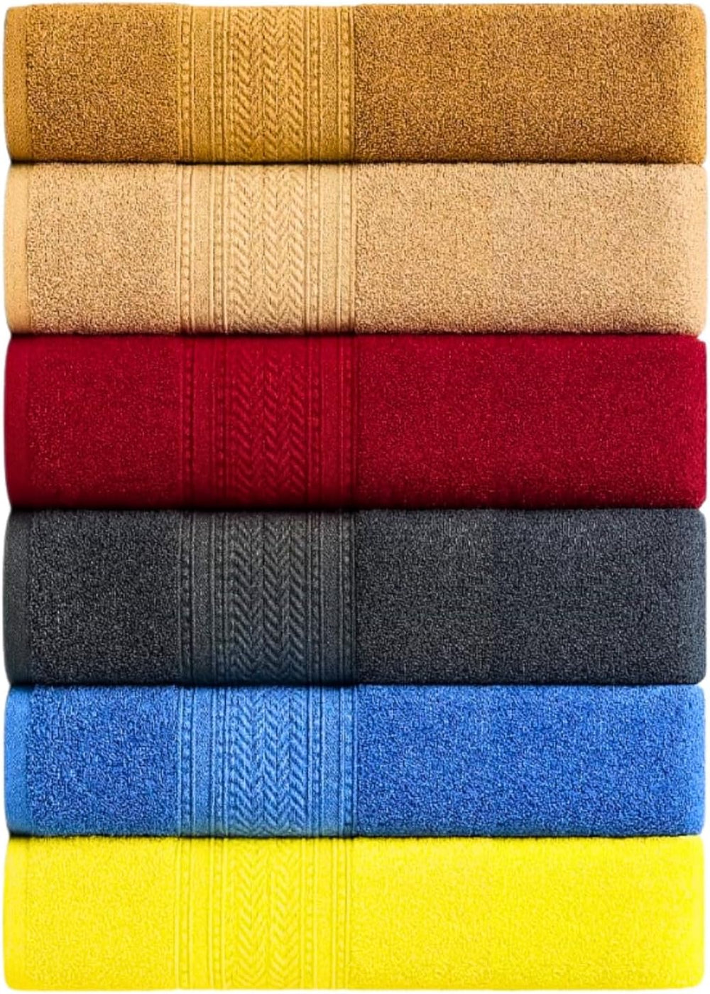 Pearl Linens Bath Towels Pack of 6, 27x55 Inches, 550 GSM 100% Ring Spun Cott...
