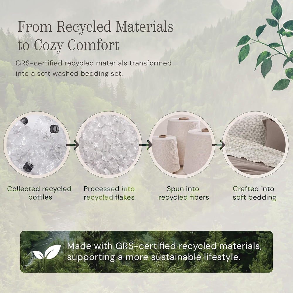 Full Comforter Set with Sheets-7 Pieces Soft Recycled Bed in a Bag Bedding