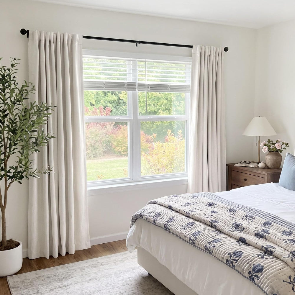INOVADAY 100% Black Out Curtains 90 Inch Long Blackout Curtains for Bedroom