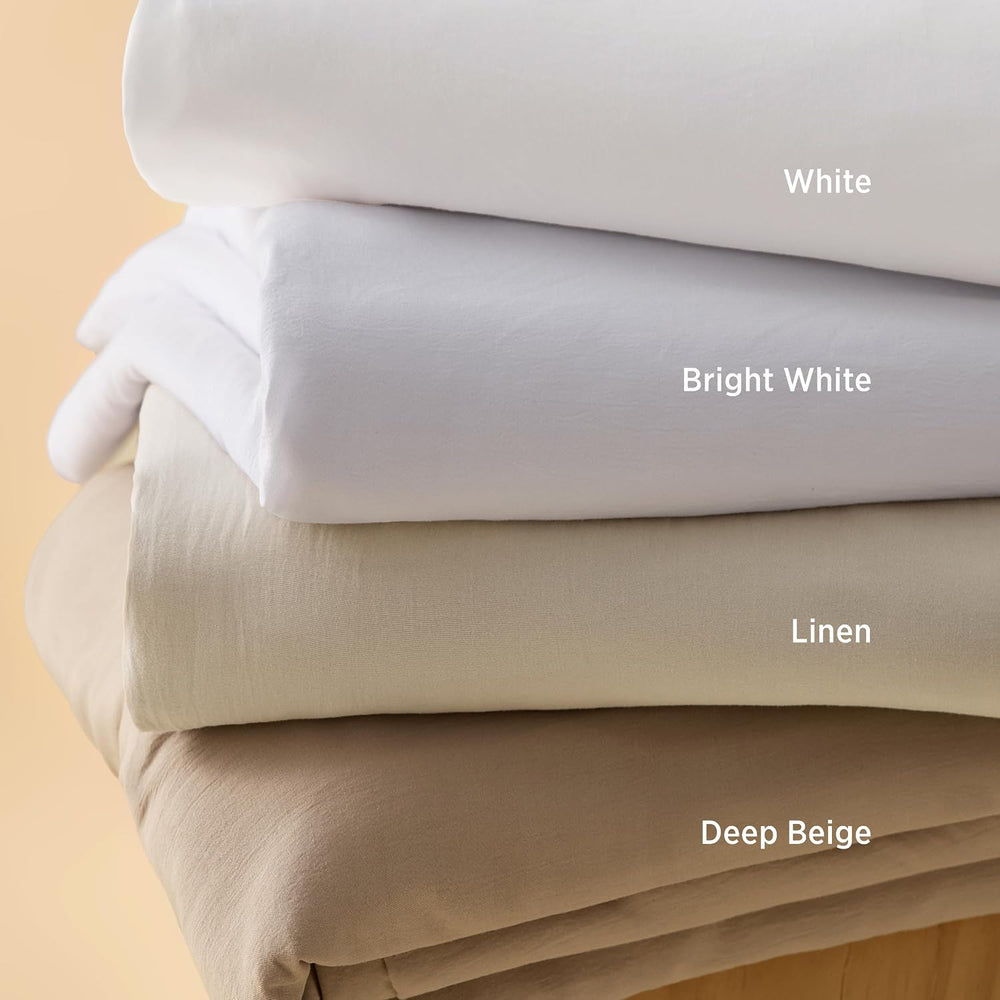 Bedsure Prewashed Duvet Cover Queen, Bedding Set with Zipper Closure, White