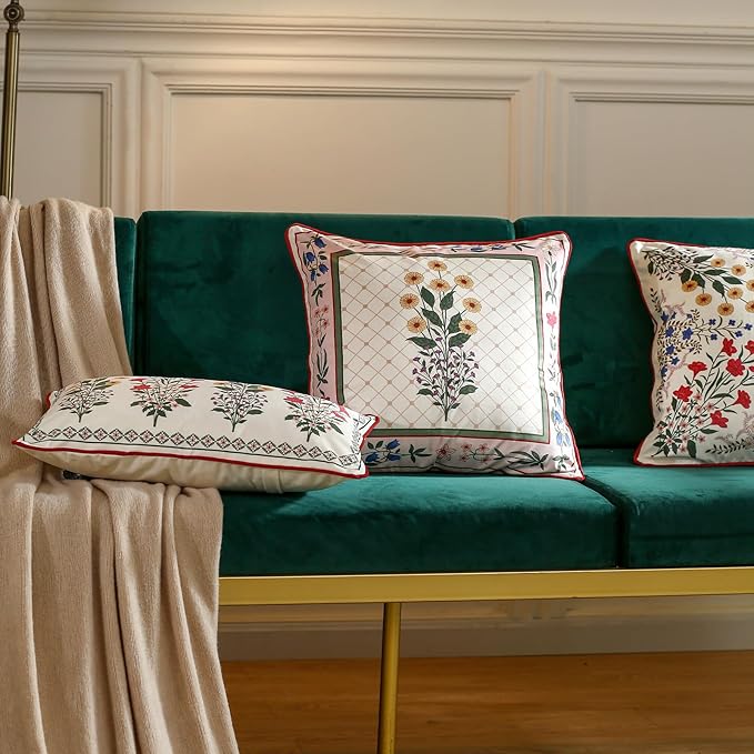 ISAENNE Design Square Vintage Floral Throw Pillow Covers 18"x18" Set of 2 - Image 8