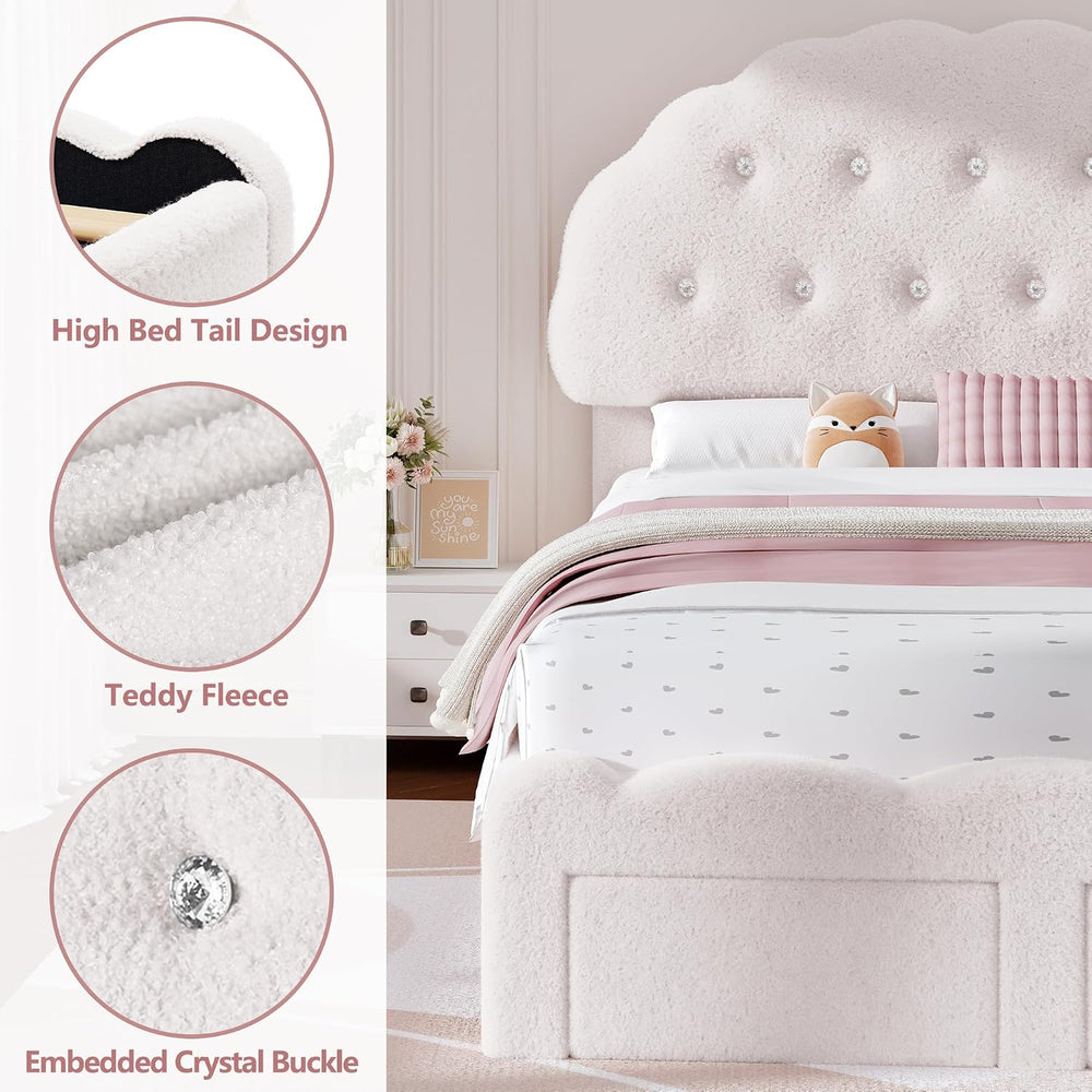 Decofy Queen Bed Frame with 2 Storage Drawers, Cloud Cookie Queen Size Uphols...
