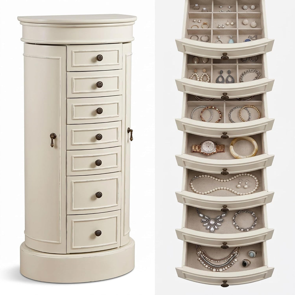 Hives and Honey Bailey Oval Standing Jewelry Armoire Cabinet, Jewelry Storage...