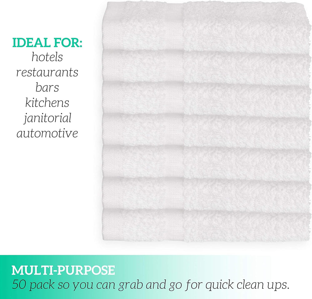 GREEN LIFESTYLE Washcloths 12" x 12" 50 Pack - 100% Cotton Wash Clo...