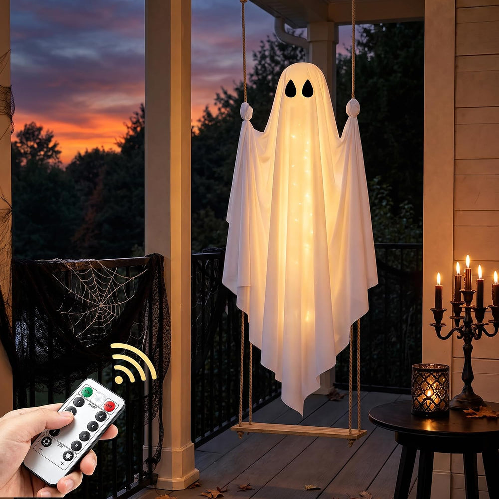 Halloween Decorations Outdoor 5FT Pre-Assembled Hanging Swing Ghost