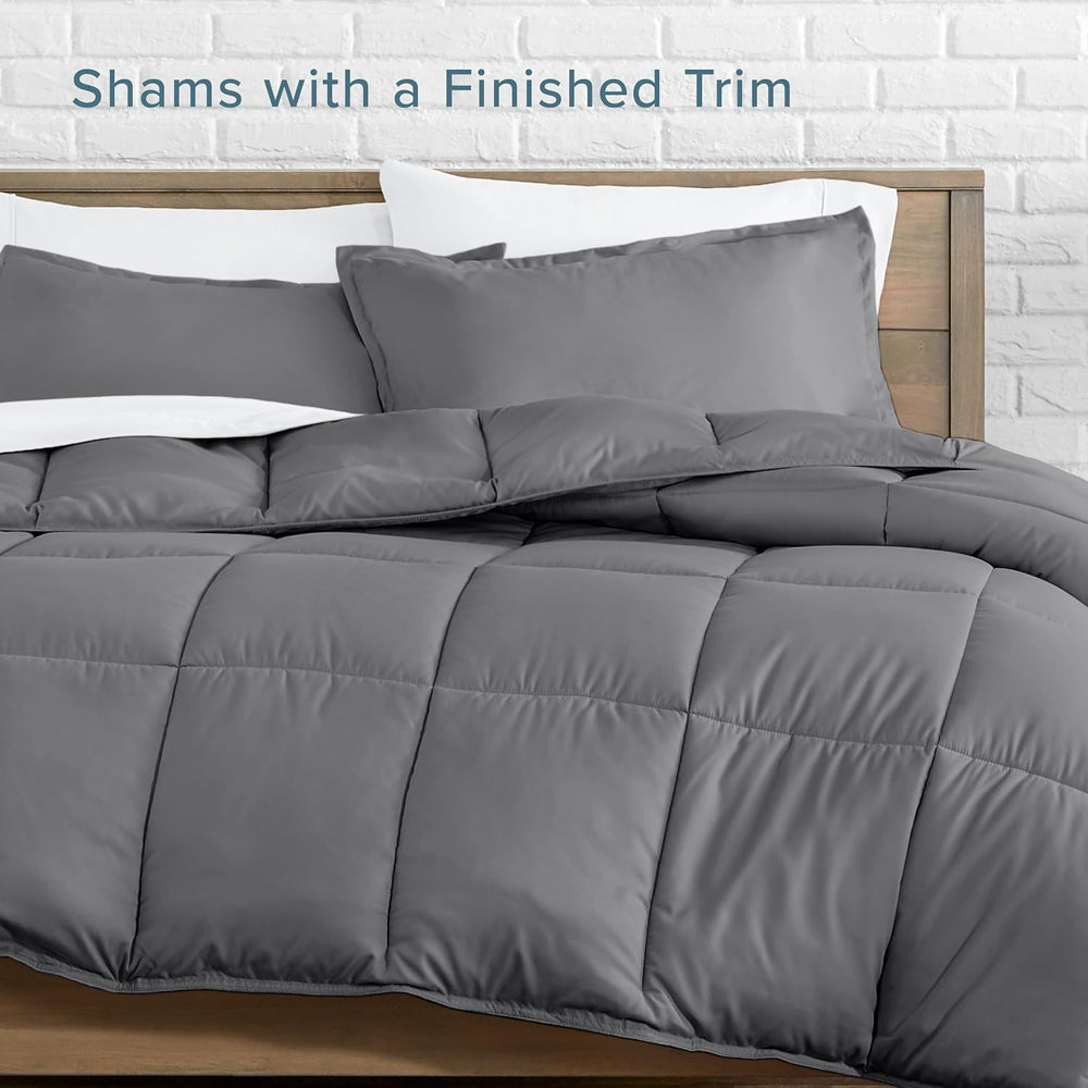 Bare Home Queen Comforter Set - 1800 Ultra Soft (Queen, Grey)