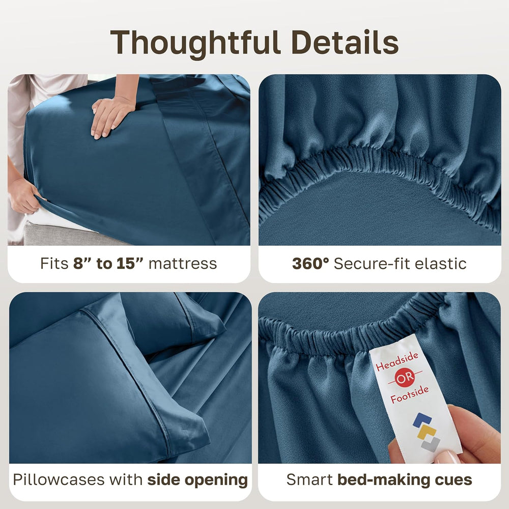 California Design Den Soft 100% Cotton Sateen Split King Sheet Set, 5 Pcs