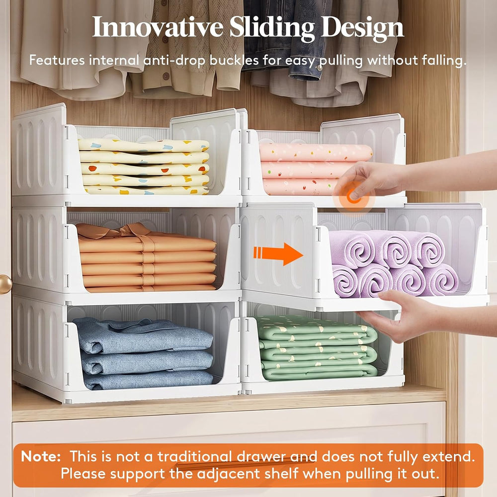 Lifewit 6 Pack Stacking Closet Organizers Shelf for Clothes 14" Depth