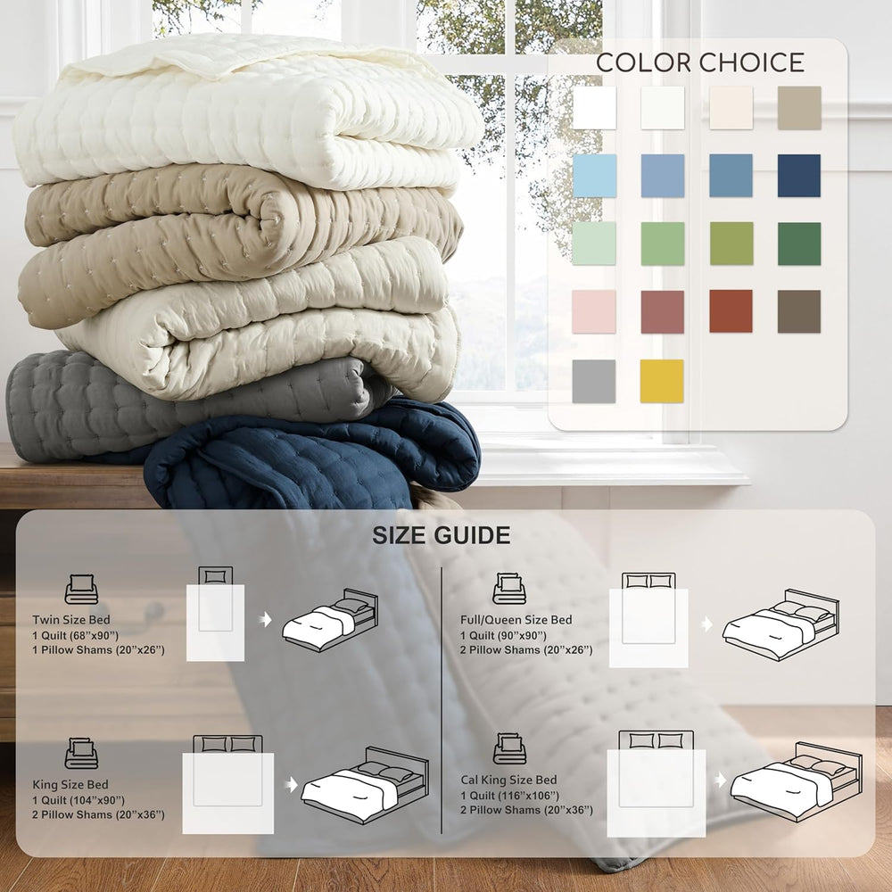 WDCOZY Cloud Soft Quilt Set, King Size, Moss Green, 3 Pieces 104x90 inches