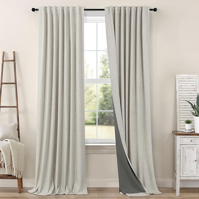Pitalk Stone Faux Linen Drapes and Curtains Blackout by Pitalk
