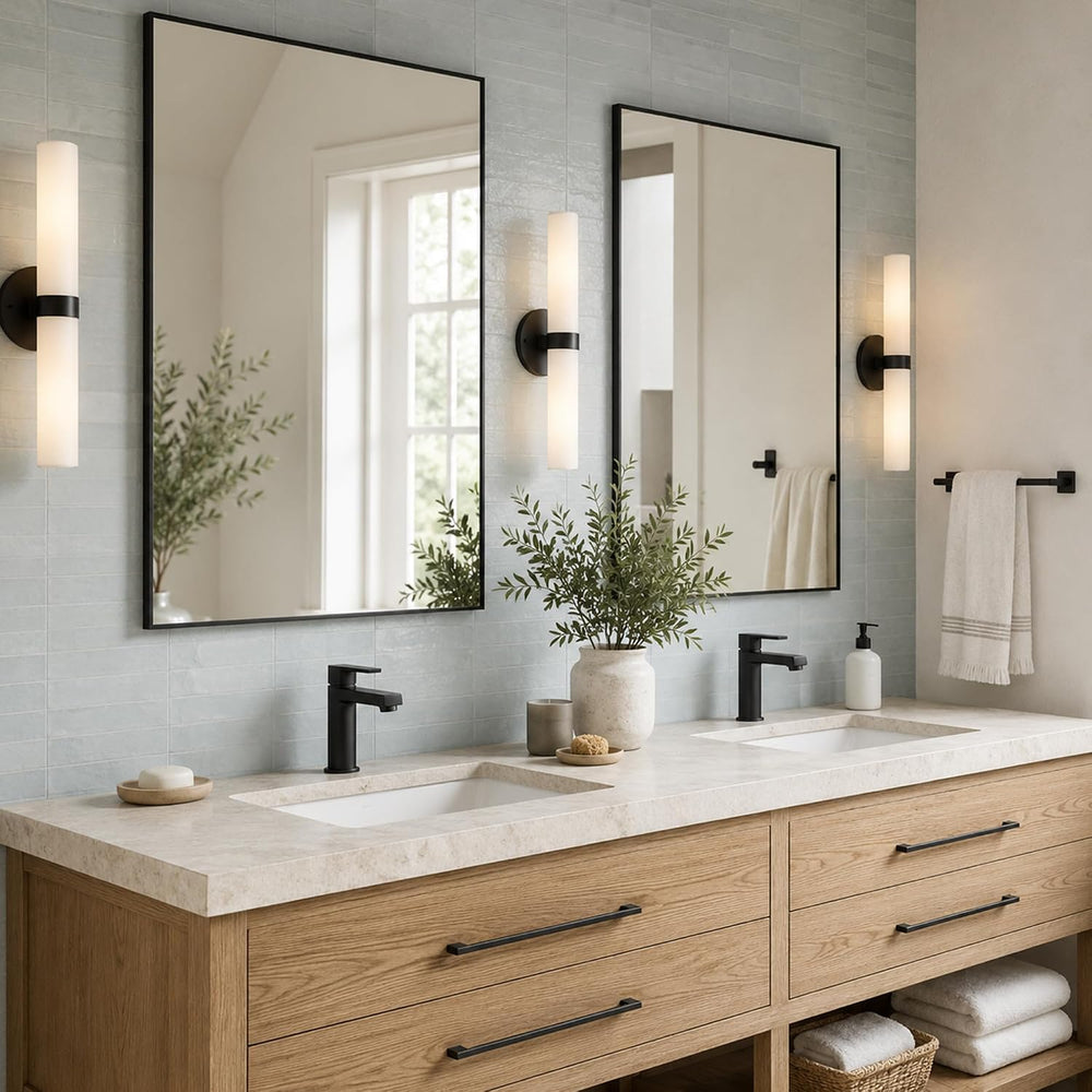 2-Pack 24x36 Inch Matte Black Rectangular Bathroom Vanity Mirrors
