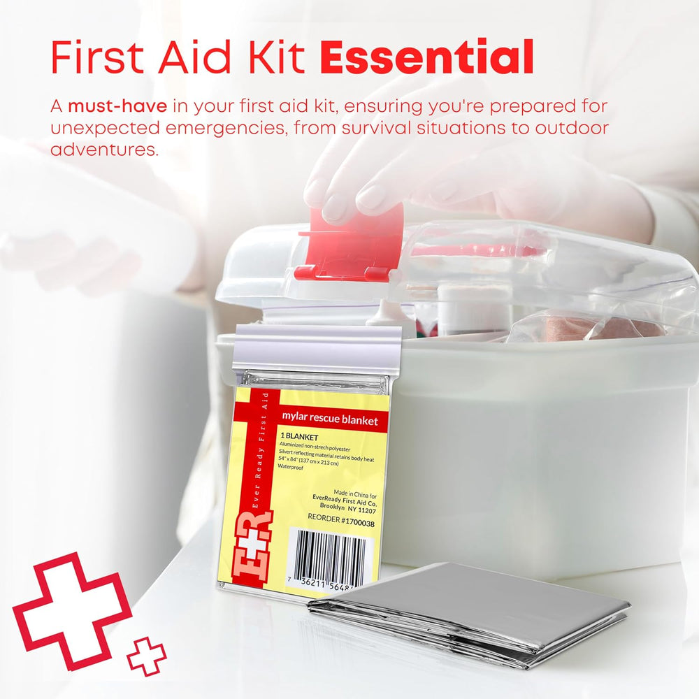 Ever Ready First Aid Mylar Rescue Blanket, Large Silver Thermal Sheet for Eme...