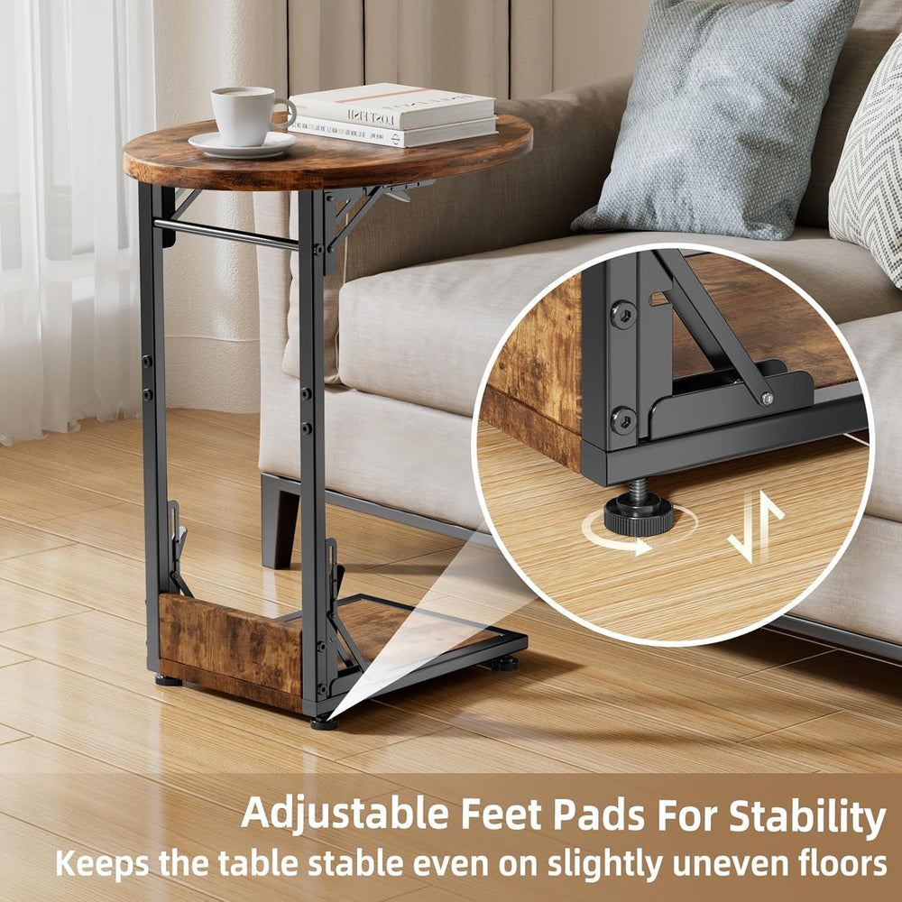 Elbourn Folding Side Table End Couch Tables,Metal Frame C-Shaped TV Stand for...