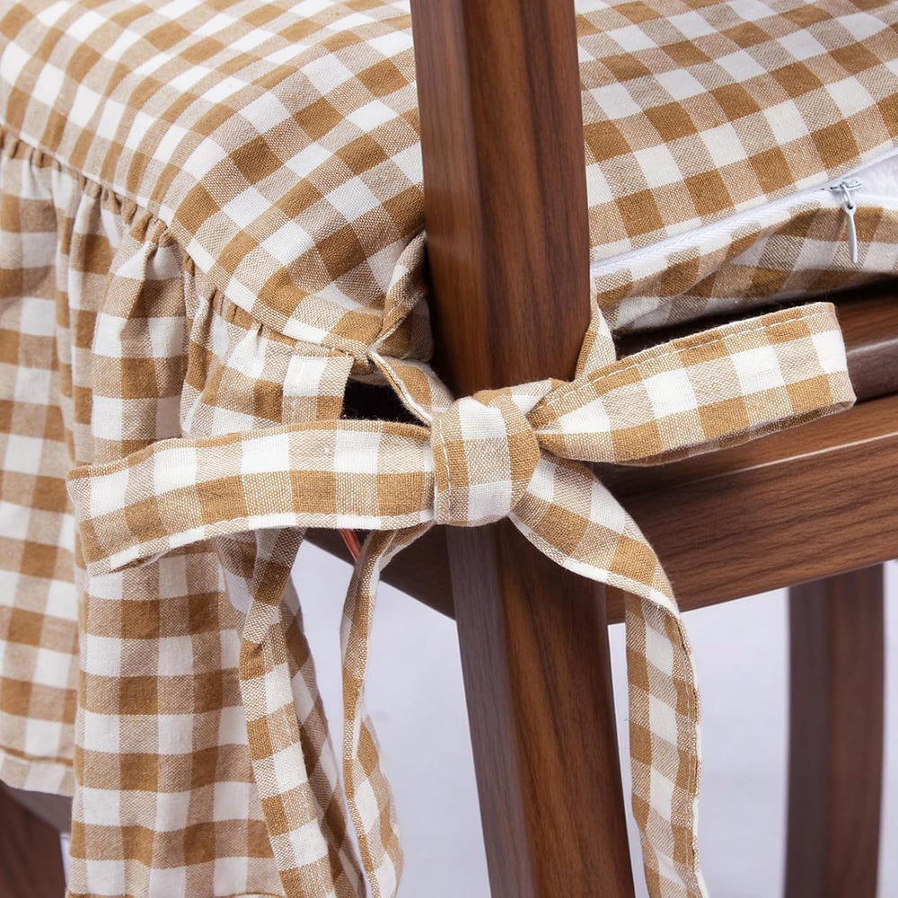 4 Pcs Taupe Ruffle Chair Cushion Covers, 17.5"x17.5" Square,Covers ...