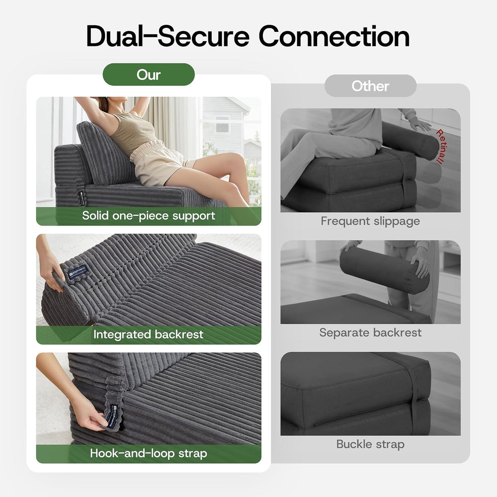 Folding Sofa Bed Convertible 4 in 1 Sleeper Chair Gray Full