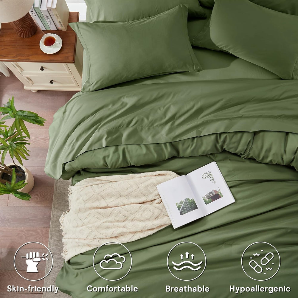 Anluoer Queen Comforter Set 7 Piece, Soft Bed in a Bag Queen Bedding Sets