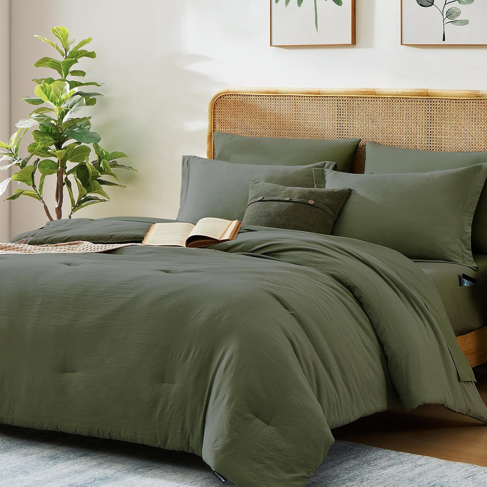King Size Comforter Set- 7 Pieces Prewashed Bed in a Bag King Bedding Sets