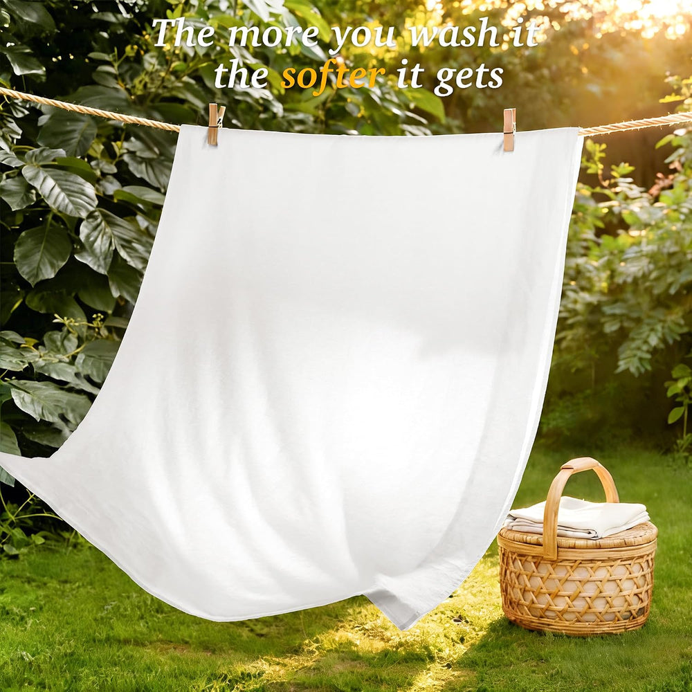 100% French Pure Linen Sheets King Size,Soft & Durable