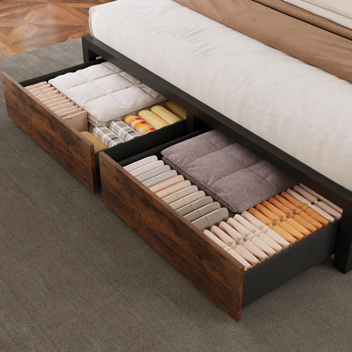 incyneva farmhouse full bed frame with bookcase storage, view 9