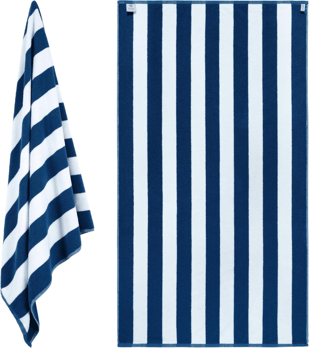 white classic stripe cabana beach towels oversized 2 on a desk or shelf