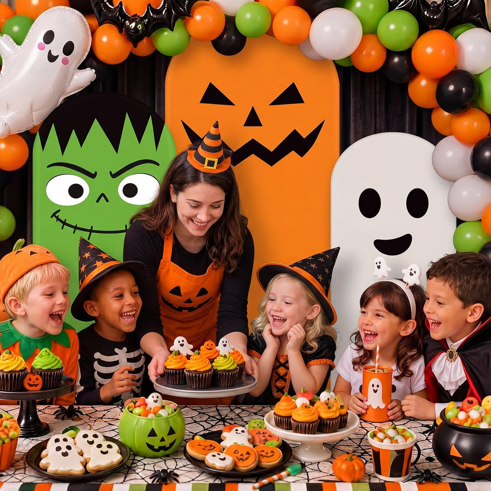 Moukeren 3 Pcs Halloween Arch Cover 4ft 5ft 6ft Pumpkin Ghost Theme