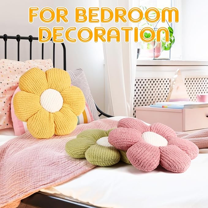 Coume 6 Pcs Flower Floor Pillows, Daisy Throw Pillows 16 Inch Flower Seating - Image 6