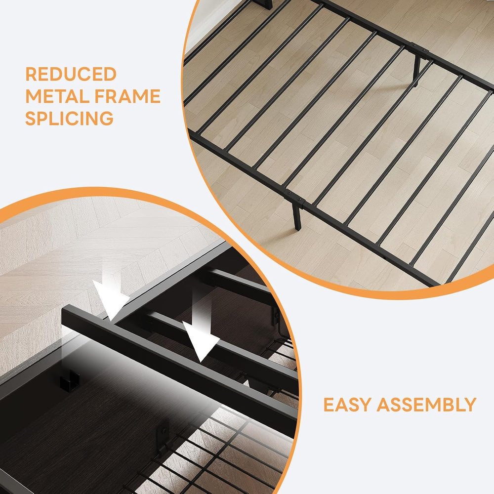 LIKIMIO Twin Bed Frame with DIY Layout Storage Drawers and LED Light