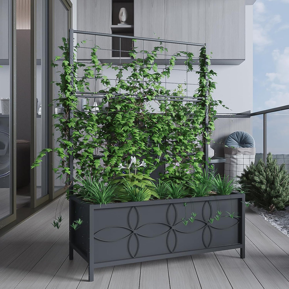 Zhongma Sturdy Raised Garden Bed with Trellis (15.75 x 35.43 x 48.8 in) for V...