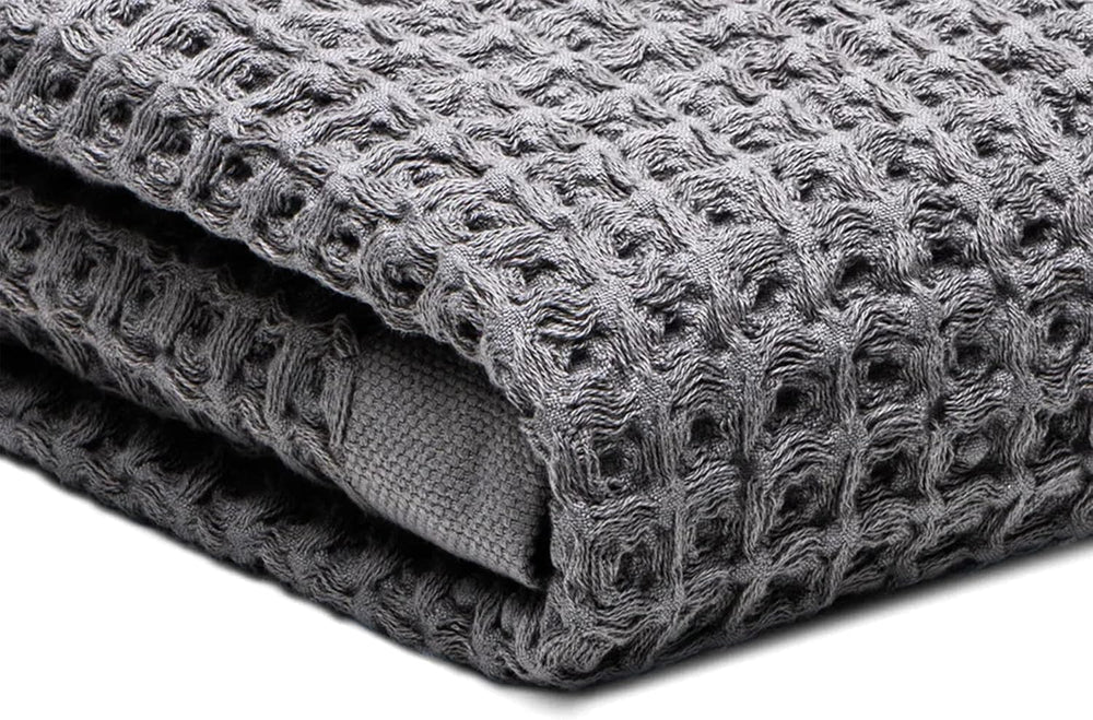 SUTERA Quick Dry Bath Towel, 100% Pima Cotton, Silverthread Waffle, Grey