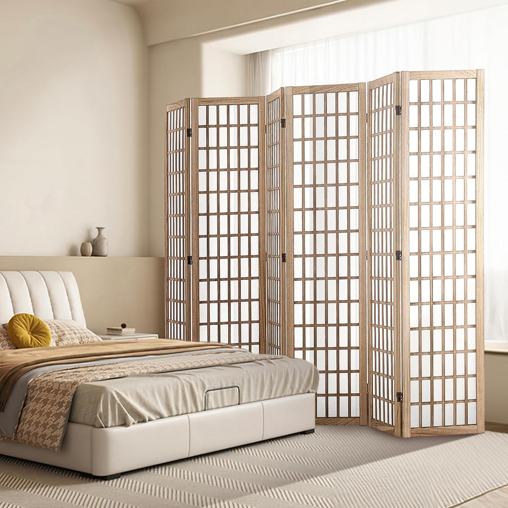 VEVOR Room Divider, 6 Panel Japanese Room Divider, Wood Folding Privacy Scree...