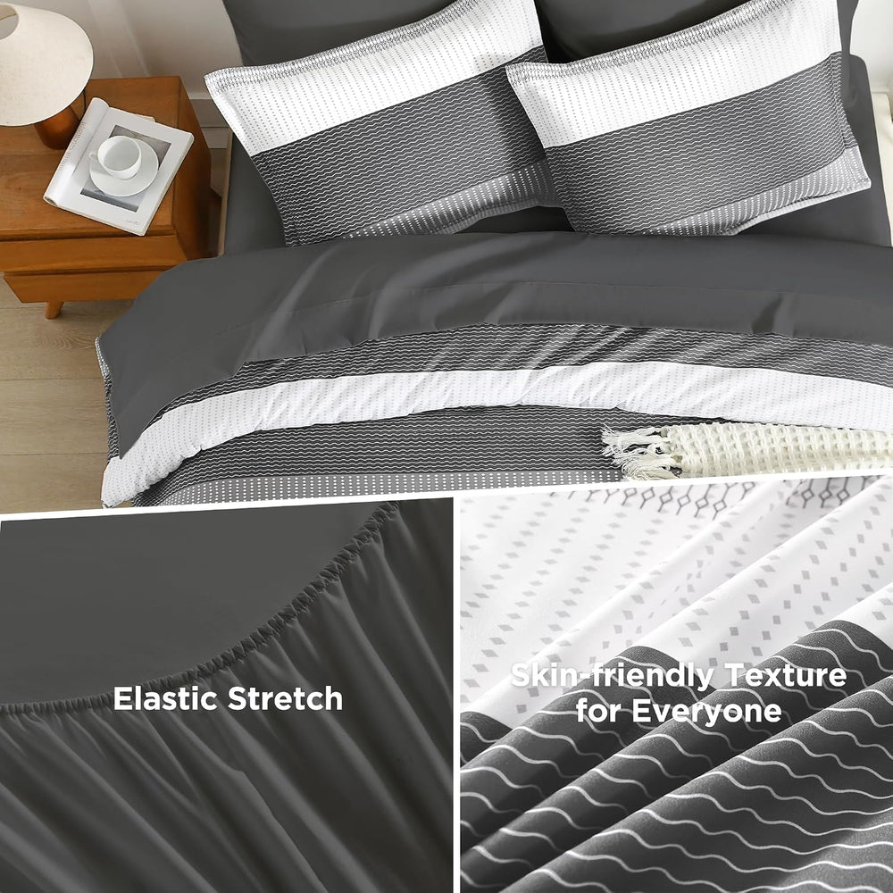 Andency Queen Comforter Set, Dark Grey, 7 Pieces