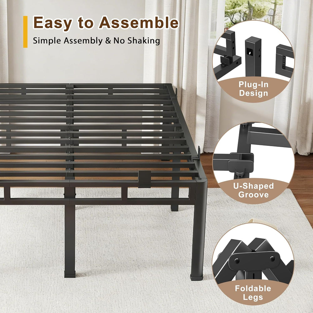 ROIL 20 Inch Queen Bed Frame Double Layer 2 in 1 Platform with Round Corner