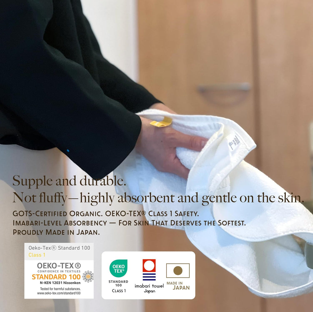 Slow-Made in Japan: 100% Organic Cotton Hand Towels, White, 2 Pack