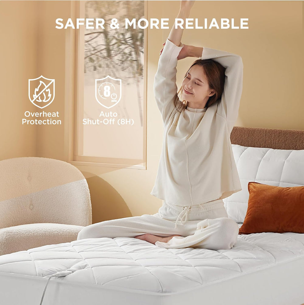 Bedsure Heated Mattress Pad Full, Bed Warmer with Preheat & Memory Function