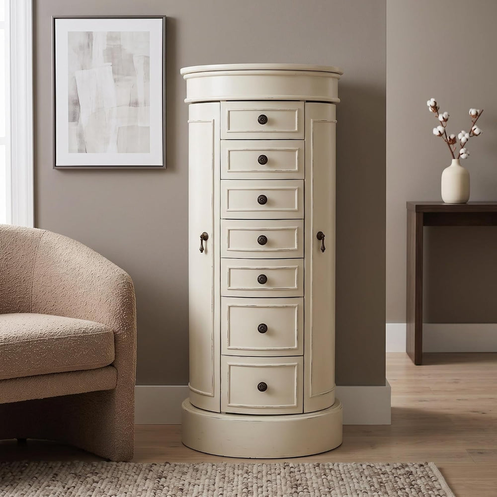Hives and Honey Bailey Oval Standing Jewelry Armoire Cabinet, Jewelry Storage...