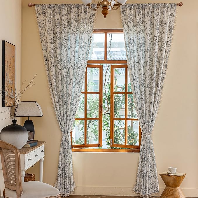 ENJOYBRIDAL Floral 63 Inch Curtains 2 Panel Set Boho Vintage Drapes - Image 7