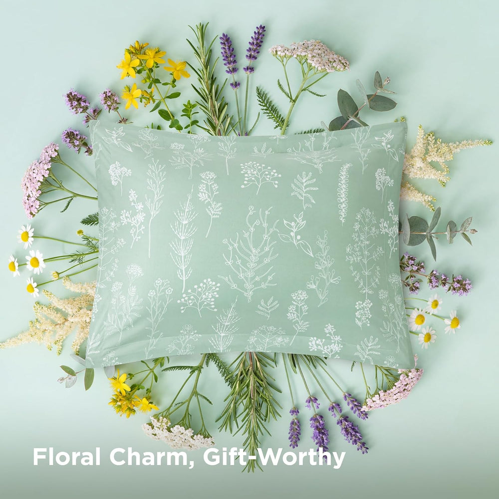 Bedsure Floral Comforter Set Cute Bedding Set Full Reversible Sage Green