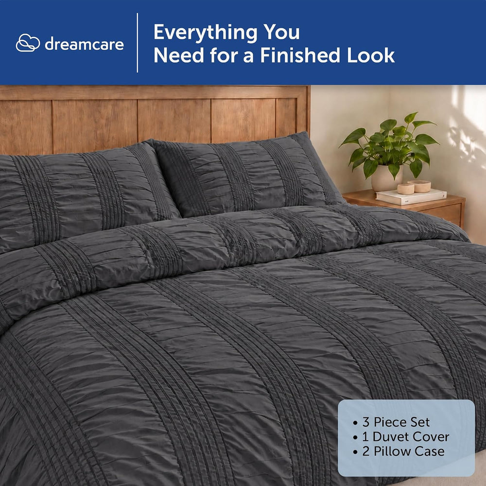 DREAMCARE Duvet Cover King - Hidden Zipper with 8 Internal Ties, 3pc Set
