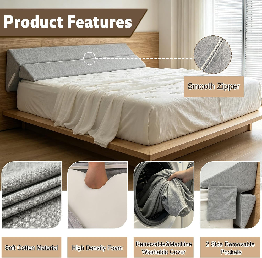 King Size Bed Wedge Gap Filler Mattress Headboard Gap Filler(0-7") with ...