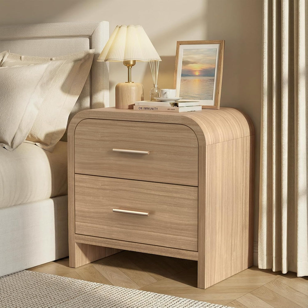 3-Piece Bedroom Set, Curved 6-Drawer Dresser&2-Drawer Nightstands