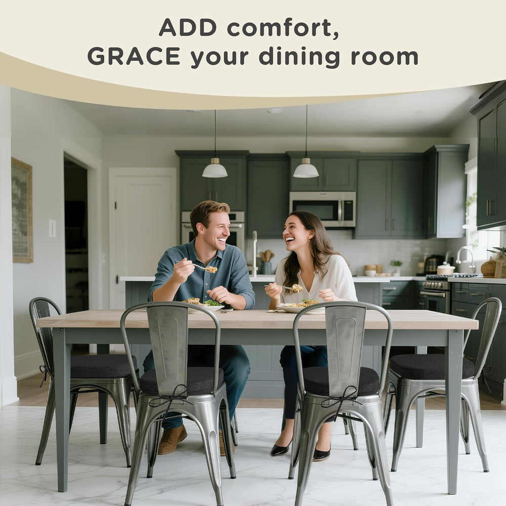 AddGrace Set of 6 Chair Cushions for Metal Dining Chairs 14x14 Black