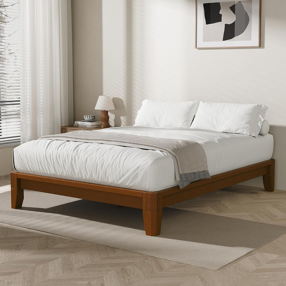 Dolonm Bamboo Platform Bed Frame Full Size, Mid-Century Modern Bed Frame, Flo...