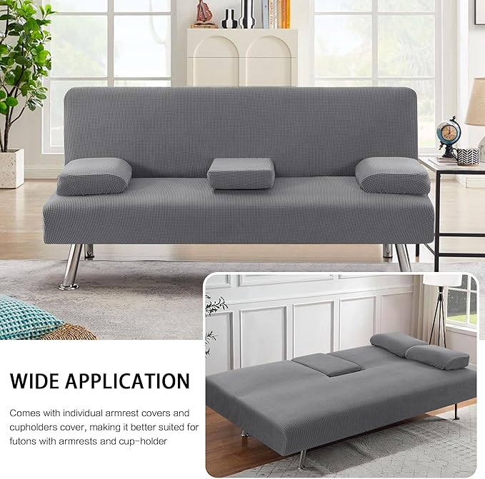 H.VERSAILTEX 4 Pieces Stretch Futon Covers Sofa Bed Slipcover - Image 7
